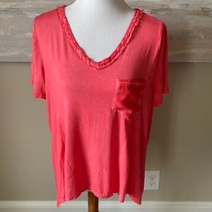 POL boho chic relaxed, overdyed pink top